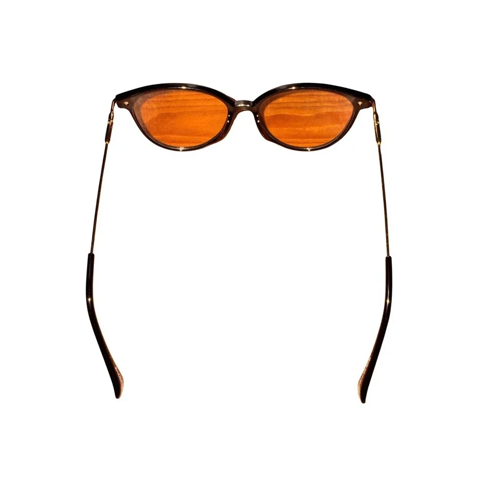 Gaoye TR1006 Black Cat Eye Blue Light Blocking Glasses Gold Metal Temples Womens